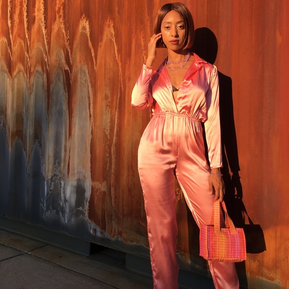 boohoo pink jumpsuit